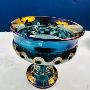 Vtg Indiana Glass Carnival Glass goblet candy dish